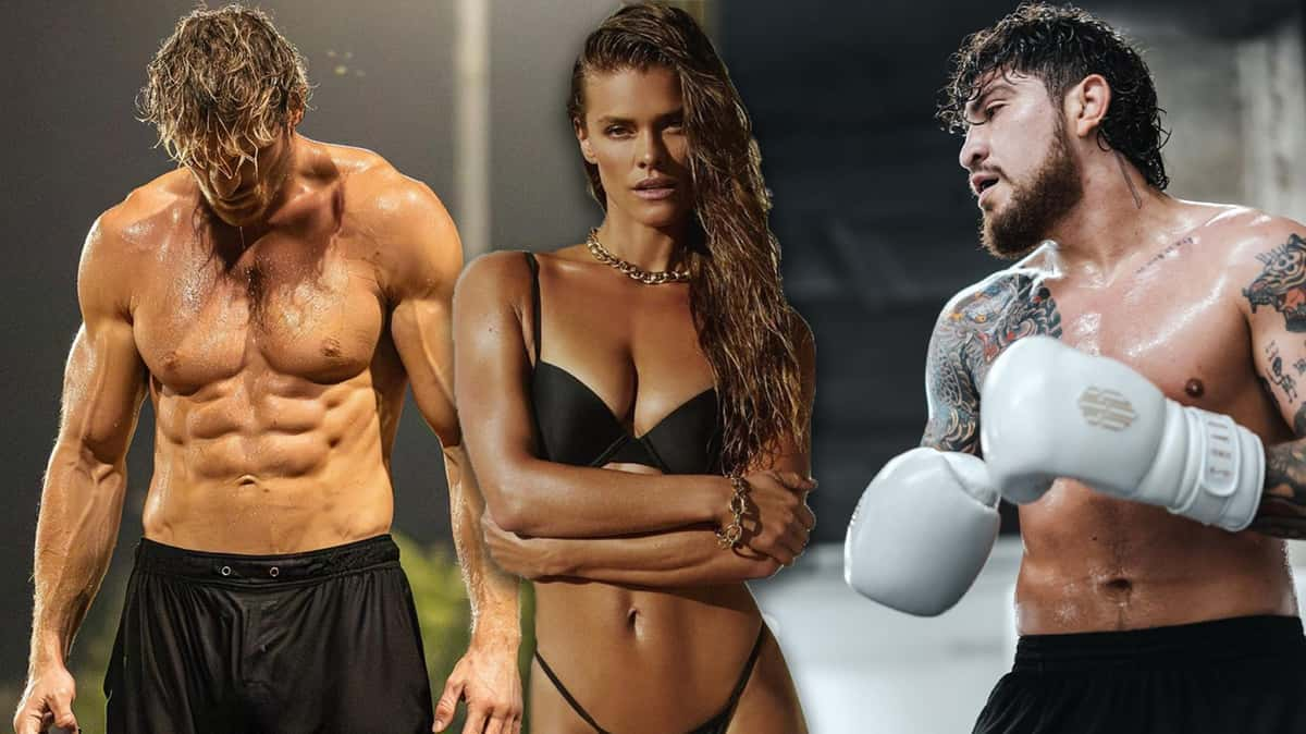 Logan Paul next to Dillon Danis and Nina Agdal