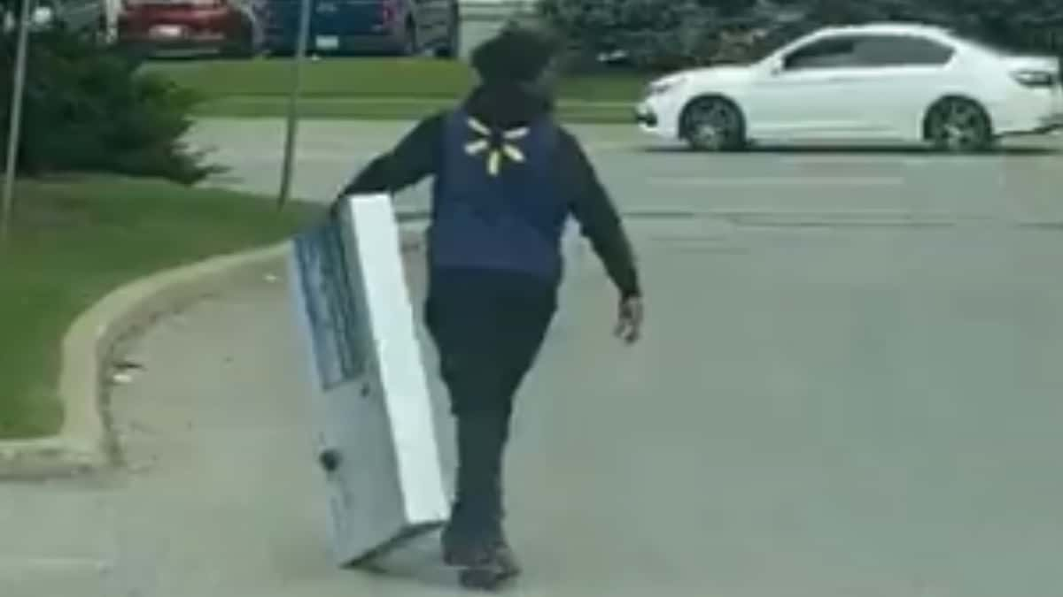 man steals tv by dressing as walmart employee