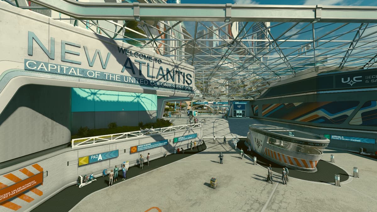 New Atlantis city entrance in Starfield.