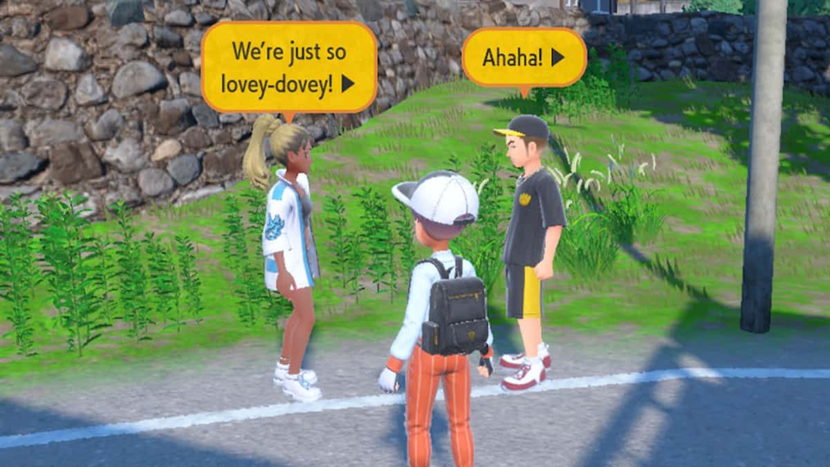 A couple looking for a lovey dovey Pokemon in Scarlet & Violet DLC