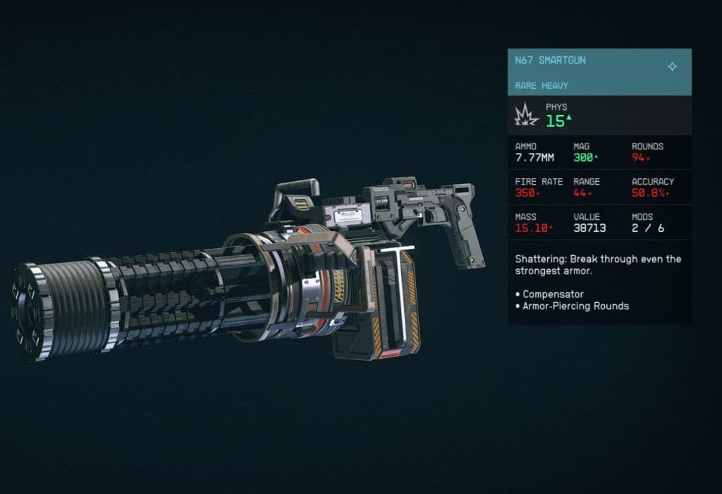 N67 smartgun Starfield stats