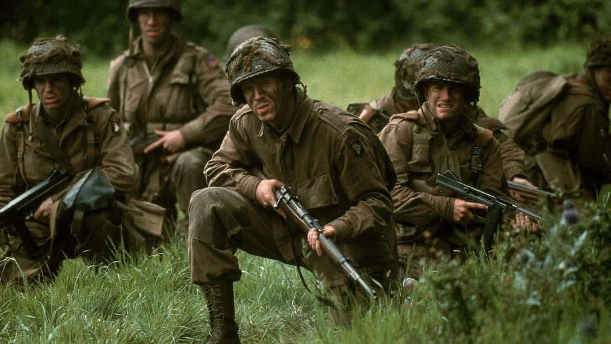 The cast of Band of Brothers, streaming on Netflix now