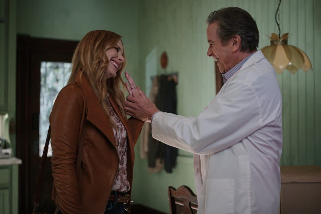 Alexandra Breckenridge as Mel Monroe and Tim Matheson as Doc Mullins in Virgin River