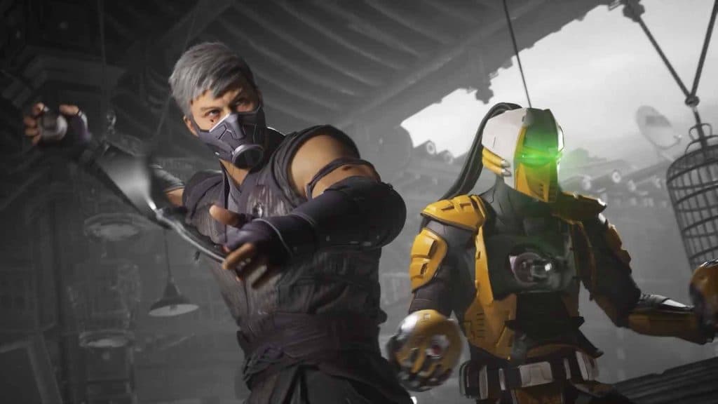 smoke and cyrax fighting in mortal kombat 1