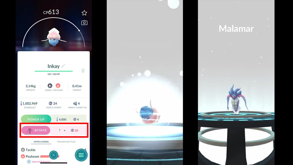 Cómo evolucionar a Inkay a Malamar en Pokémon Go