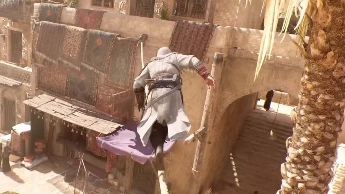 assassin running across in beam in assassin's creed mirage