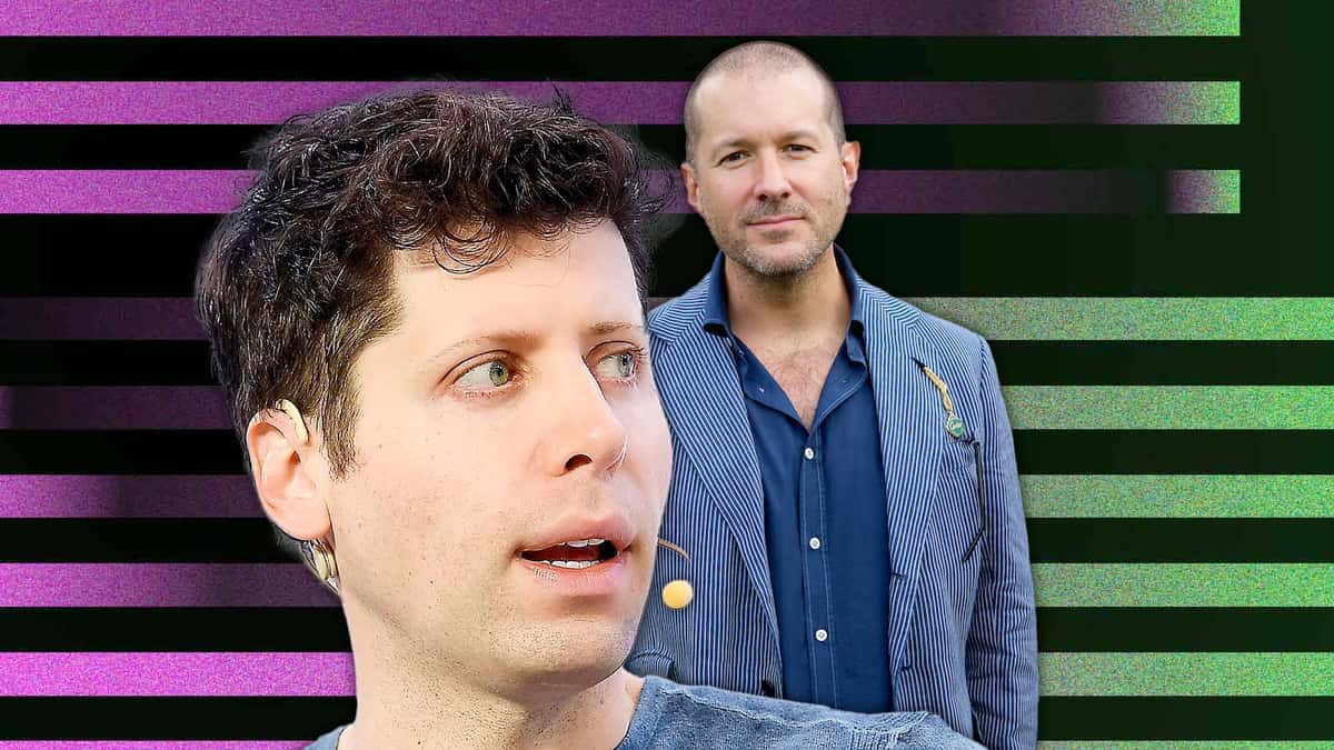 jony ive, openai ceo founder sam altman on chatgpt background