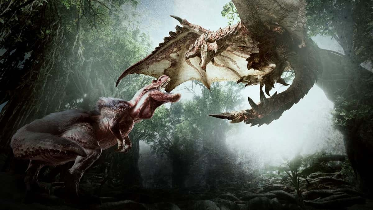 Anjanath and Rathalos fighting