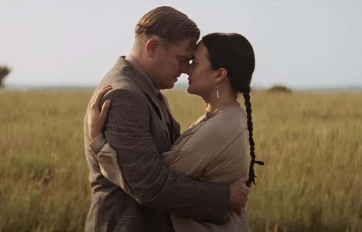 Leonardo DiCaprio and Lily Gladstone in Killers of the Flower Moon