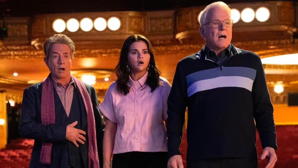 Martin Short, Selena Gomez, and Steve Martin in Only Murders in the Building Season 3