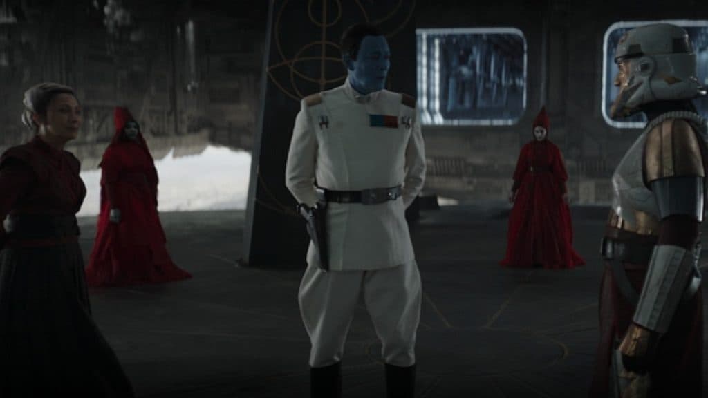 Morgan Elsbeth, Thrawn, and Captain Enoch in Ahsoka Episode 8