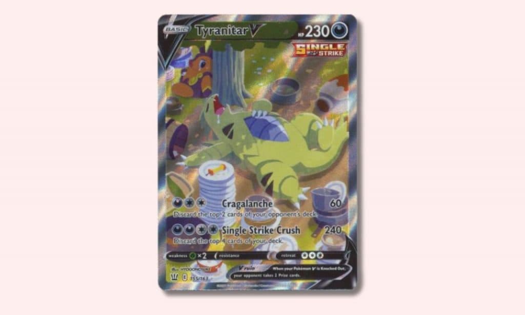 Tyranitar V Pokemon card.