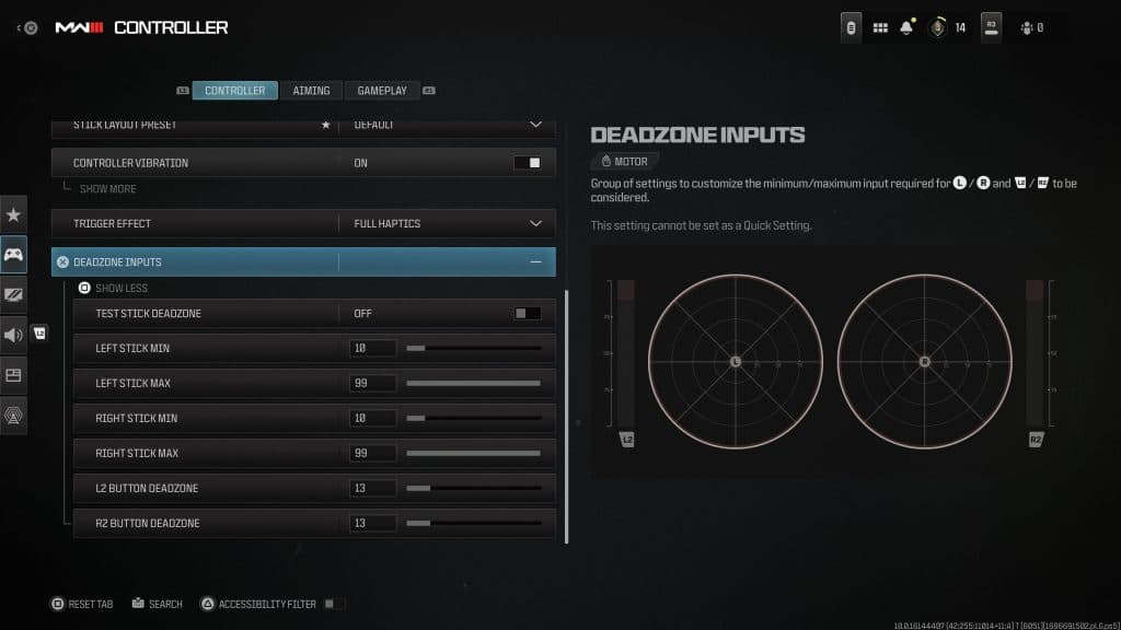 stick drift setting in mw3