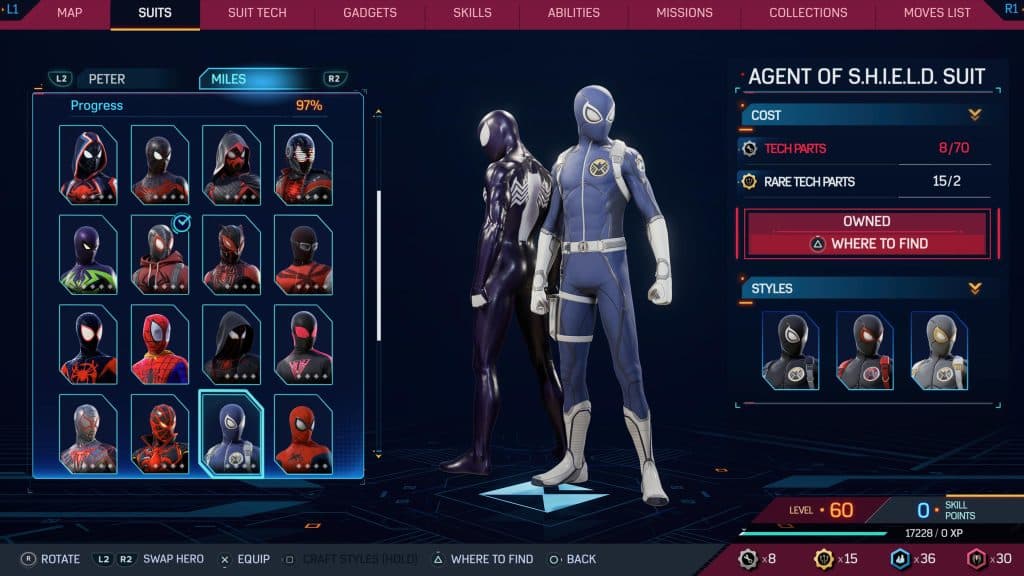 Agest of S.H.I.E.L.D. suit from Marvel's Spider-Man 2