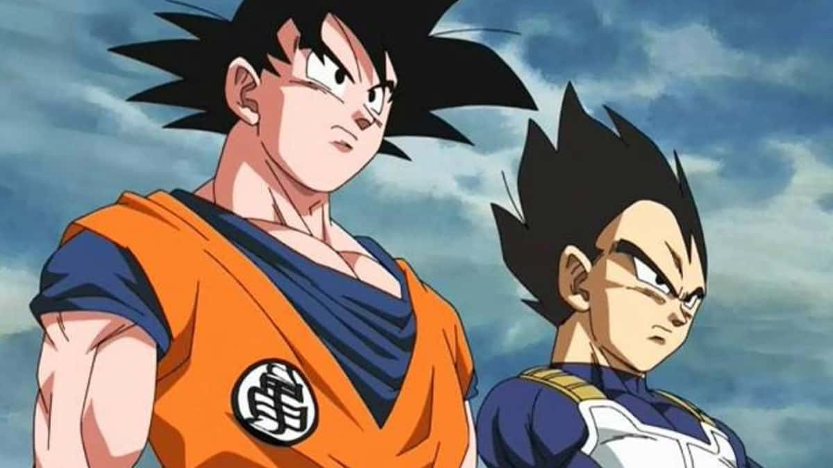 goku and vegeta staring down dragon ball enemy