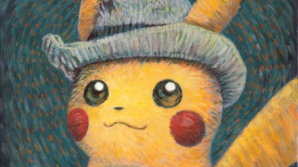 Pikachu in Grey Felt Hat Van Gogh collab art