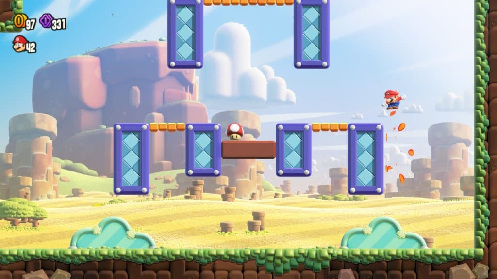 Mario using the Wall Jump Badge