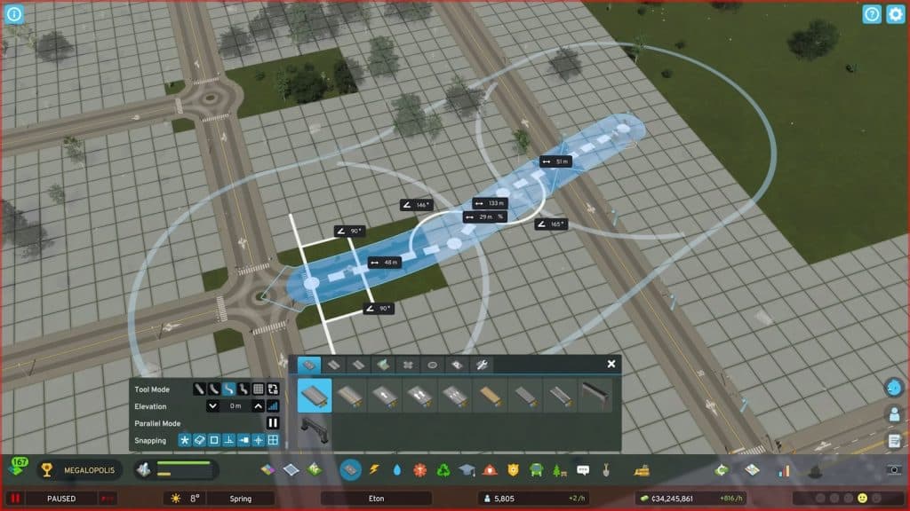 Building road network in Cities Skylines 2.