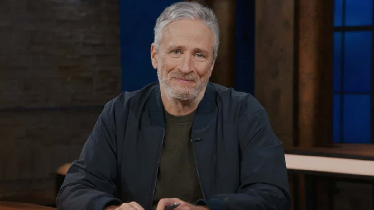 Jon Stewart as he hosts his AppleTV+ series