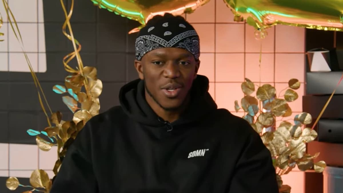 KSI wearing black Sidemen hoodie