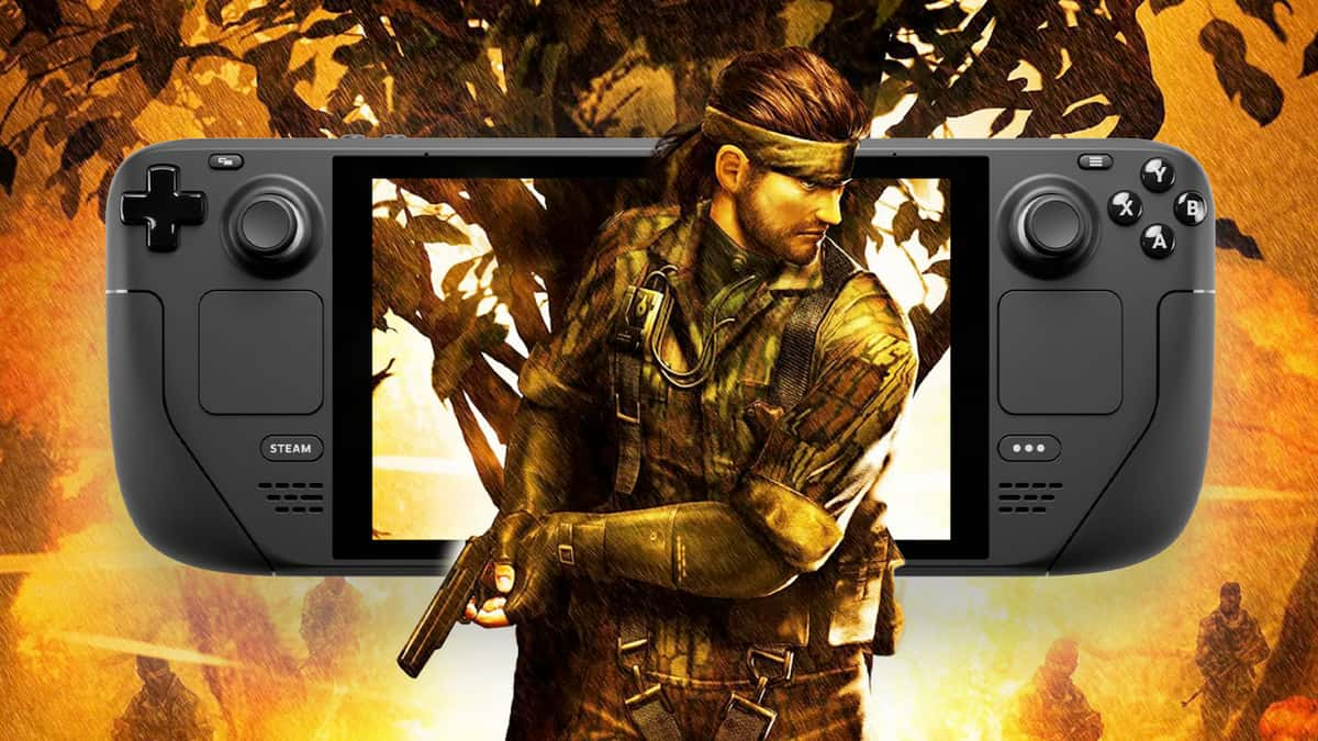 metal gear solid 3 key art with steam deck