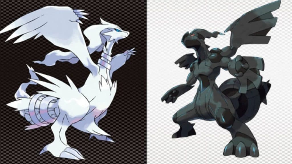 Reshiram and Zekrom from the Pokemon Black & White box art