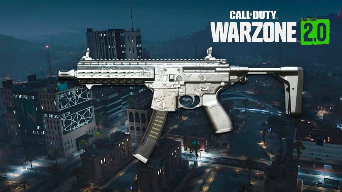 Silver Bas-P SMG on Warzone Al Mazrah map at night