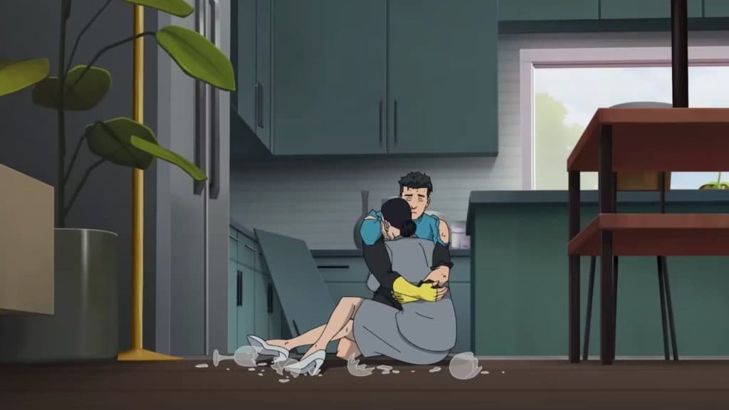 A still of Mark and Debbie in Invincible Season 2