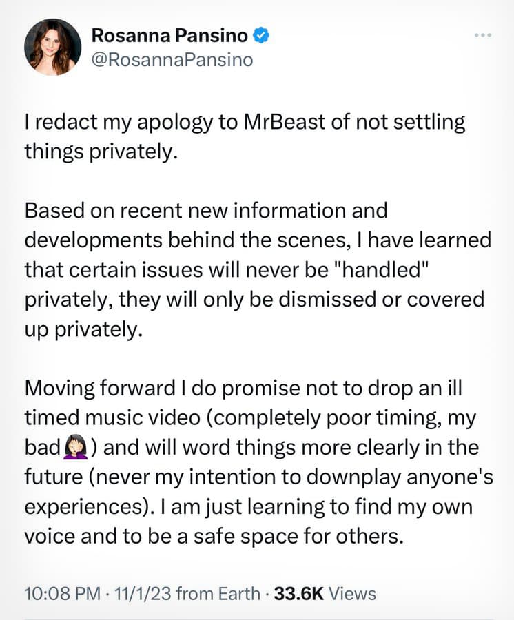 rosanna pansino redacts her apology copy