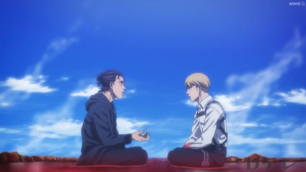 Eren and Armin from attack on Titan final epsiode