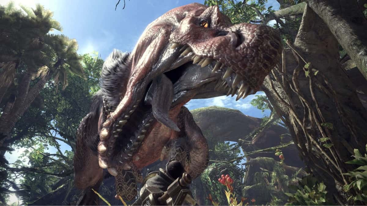 Anjanath opening its mouth n Monster Hunter World