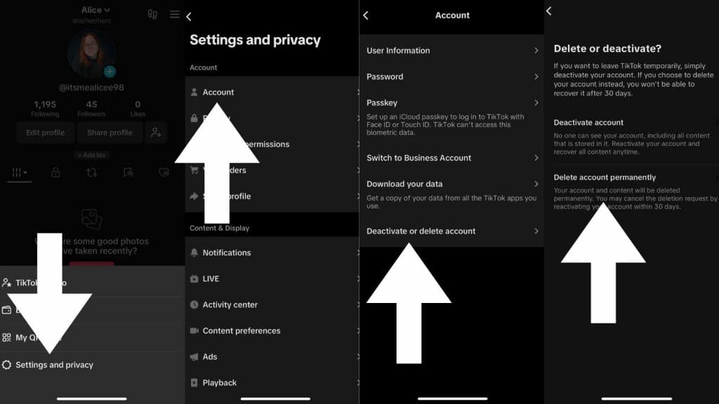 How to delete your tiktok account through the app