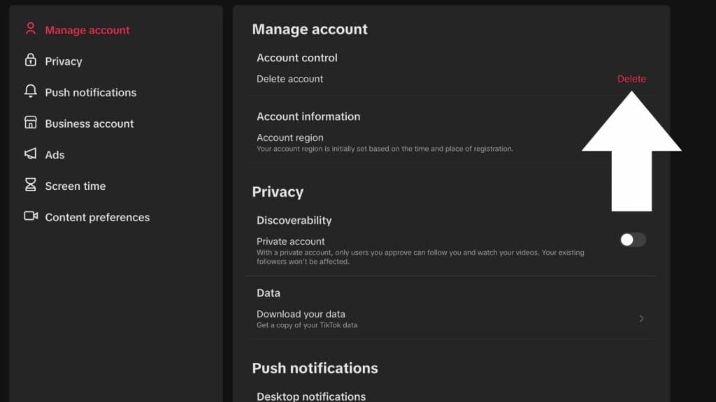 How to delete a tiktok account