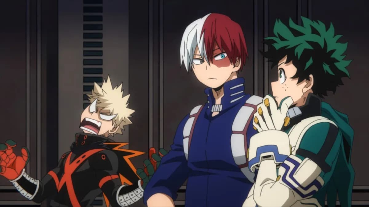 Deku, Shoto, and Bakugo in My Hero Academia