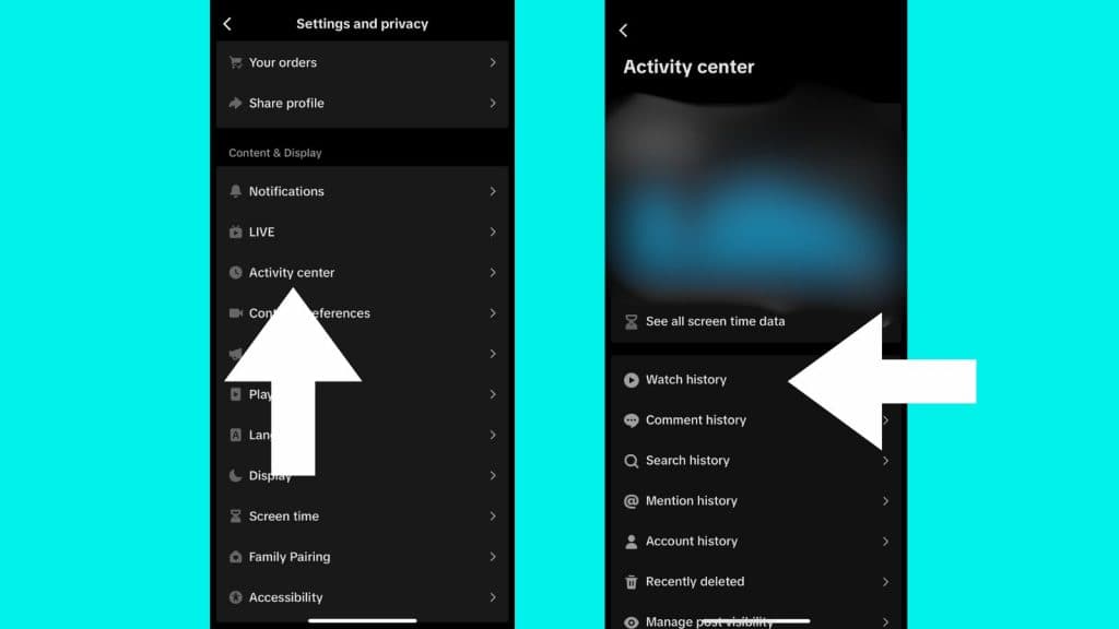 How to open watch history on TikTok