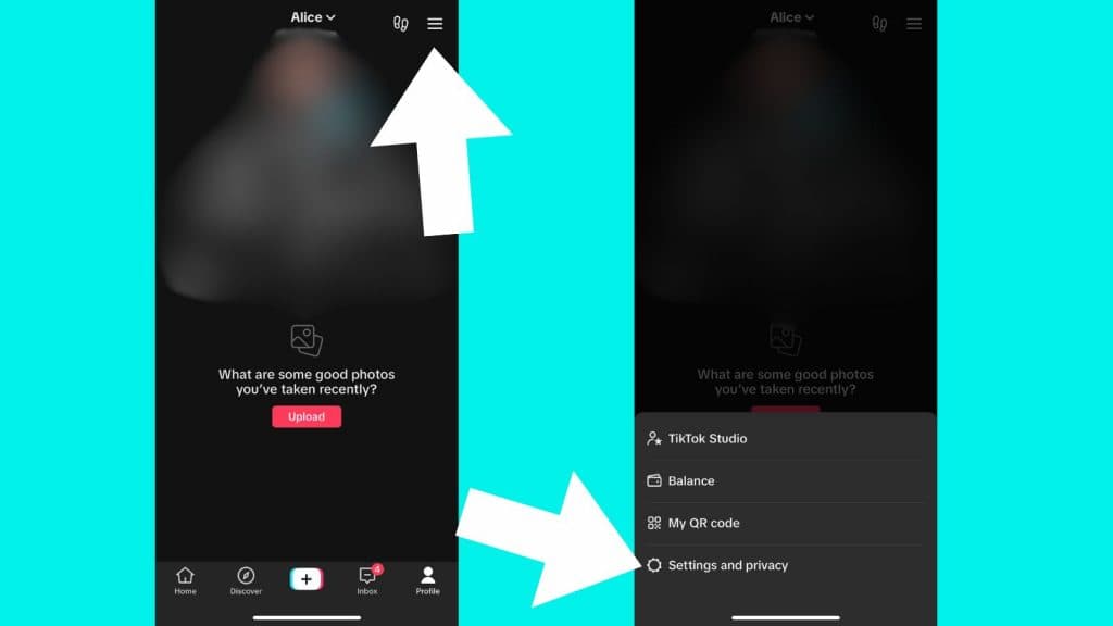 How to open settings on TikTok