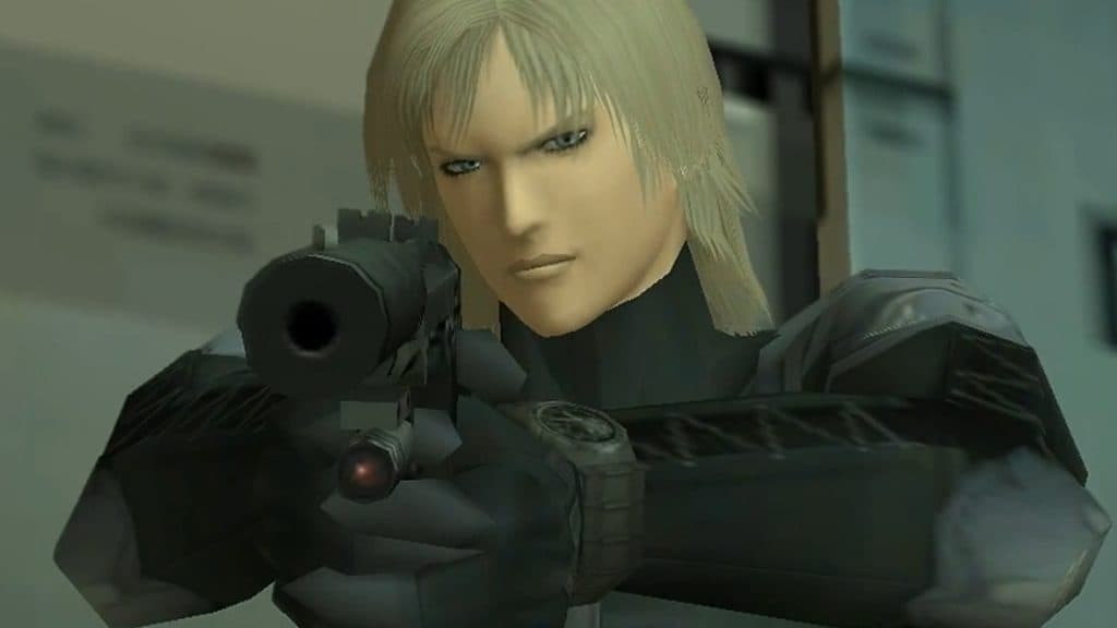 metal gear solid 2 raiden pointing a gun