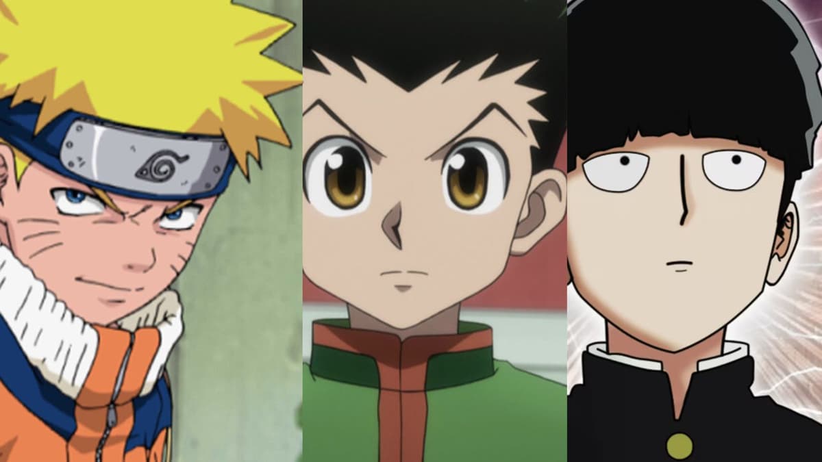 Stills from Naruto, Hunter X Hunter and Mob Psycho 100