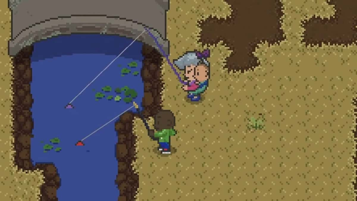 Two people fishing in Spirittea