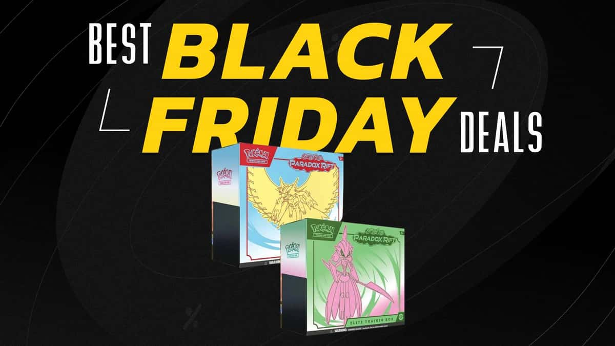 A Pokemon TCG Paradox Rift ETB is visible below text reading Best Black Friday Deals