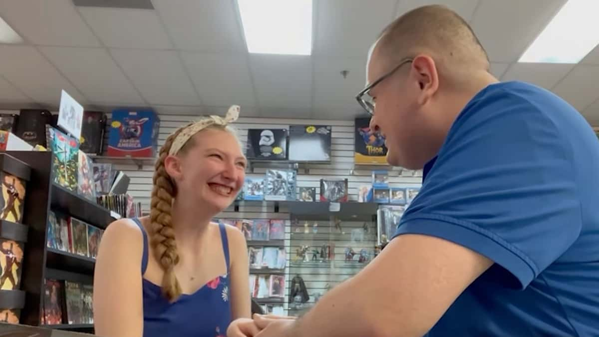 Zach Rodriguez proposes to girlfriend, Katie at a playing card table