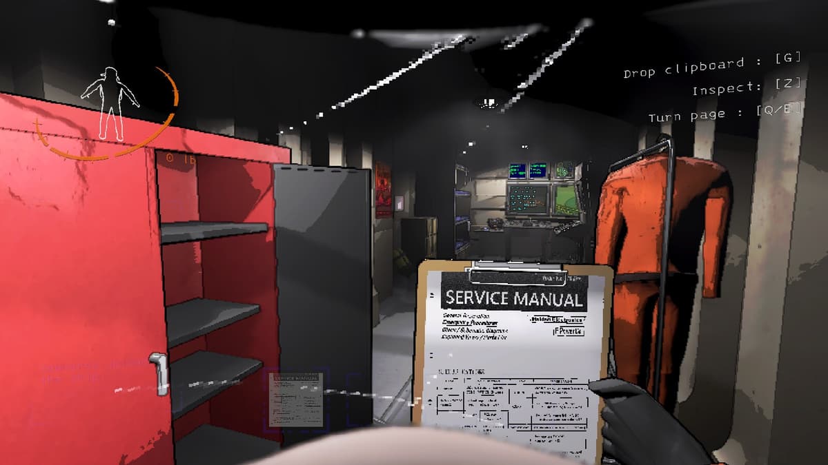 An screenshot from Lethal Company featuring a player holding a clipboard.