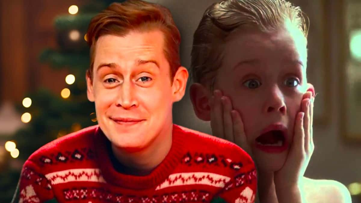 Macaulay Culkin on the fake poster for Cabin Alone and Kevin McCallister in Home Alone