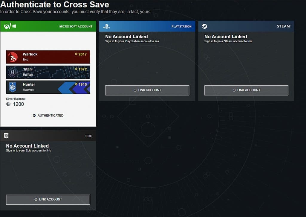 destiny 2 cross save screen