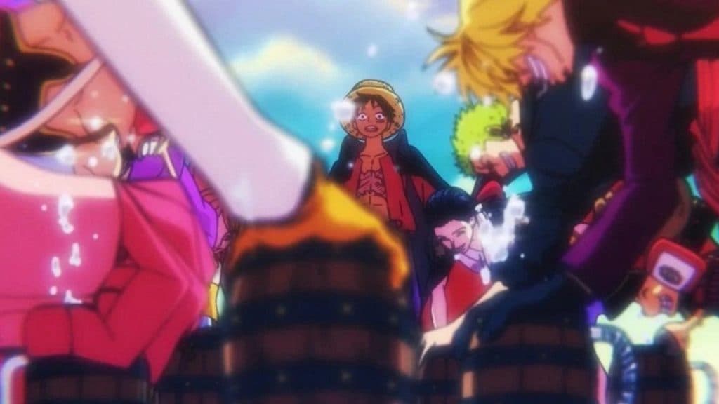 One Piece Wano Saga straw hats making a toast