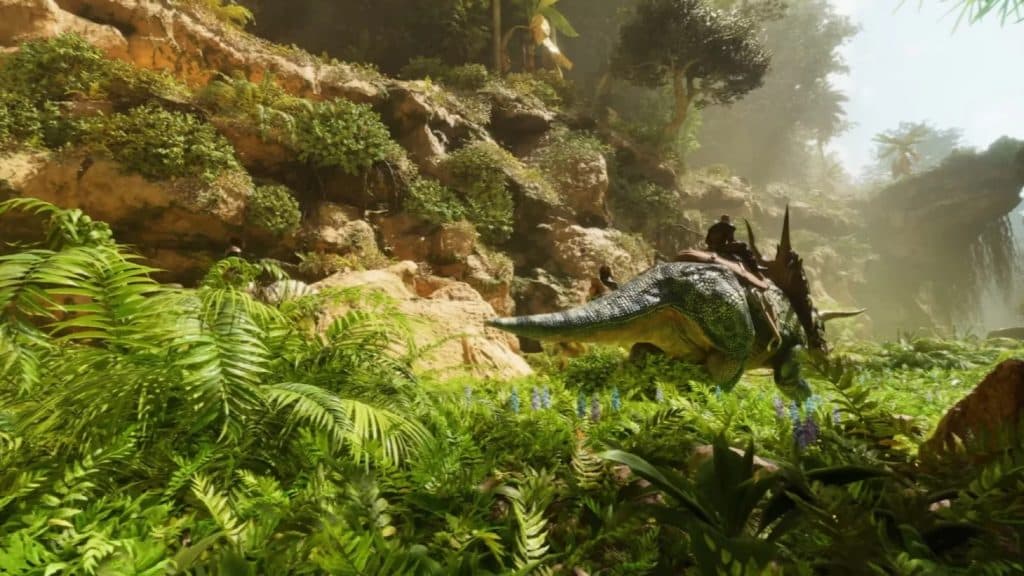 Un'immagine tratta da Ark: Survival Ascended che mostra un dinosauro.