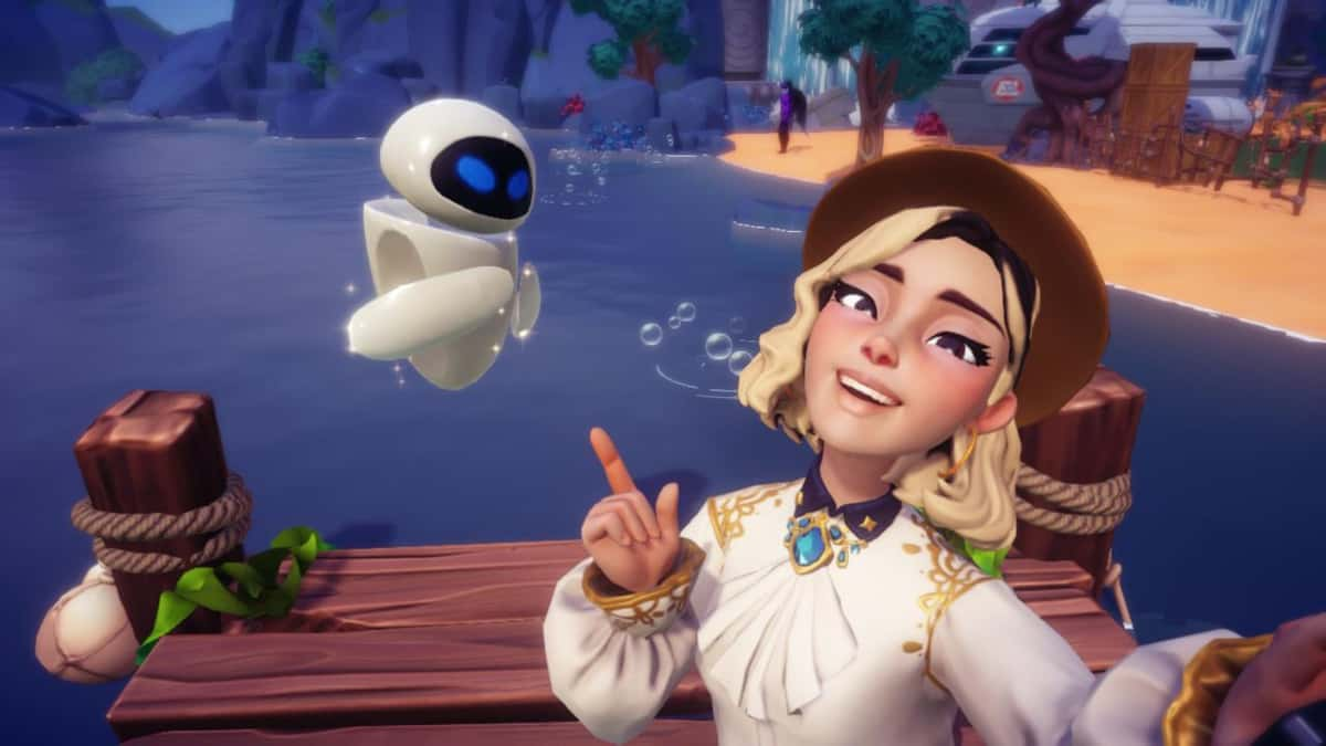 Eve posing for a selfie in Disney Dreamlight Valley