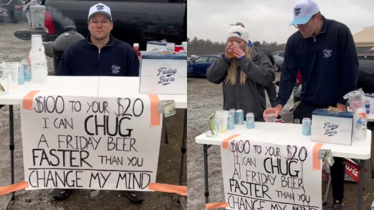 tiktoker chugs beer in viral side hustle