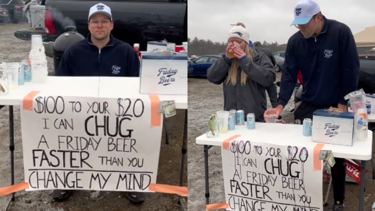 tiktoker chugs beer in viral side hustle