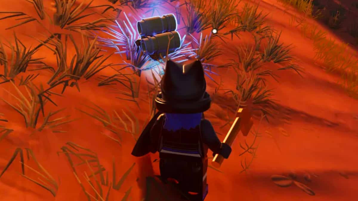 LEGO Fortnite player finding Flexwood in the game.